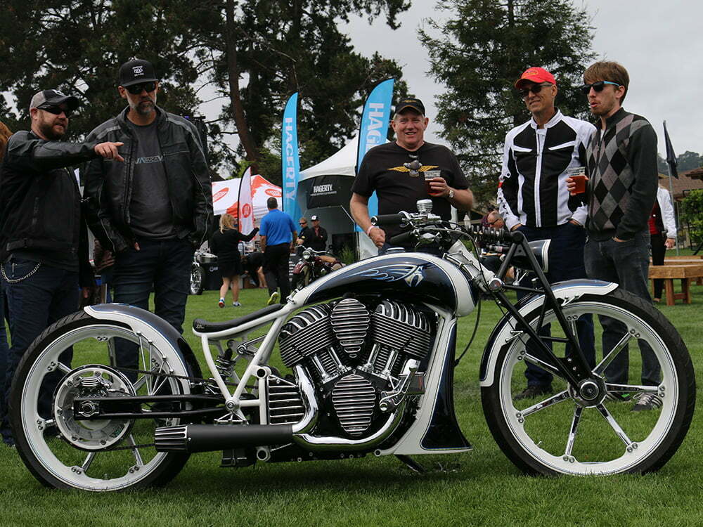 digger-style custom motorcycle