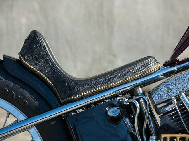 engraved leather motorcycle seat
