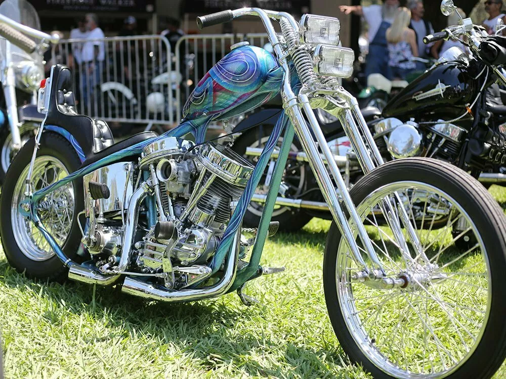 blue panhead chopper