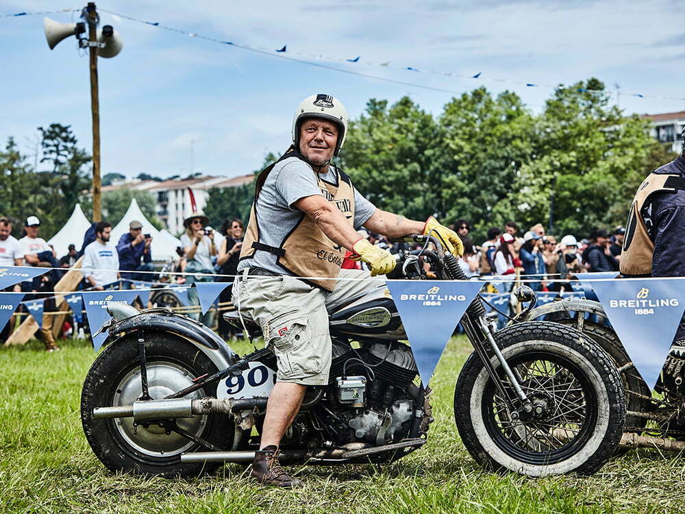 wheels and waves rider in gardening gloves