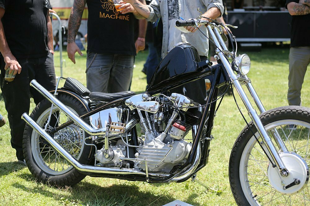 simple black knucklehead chopper