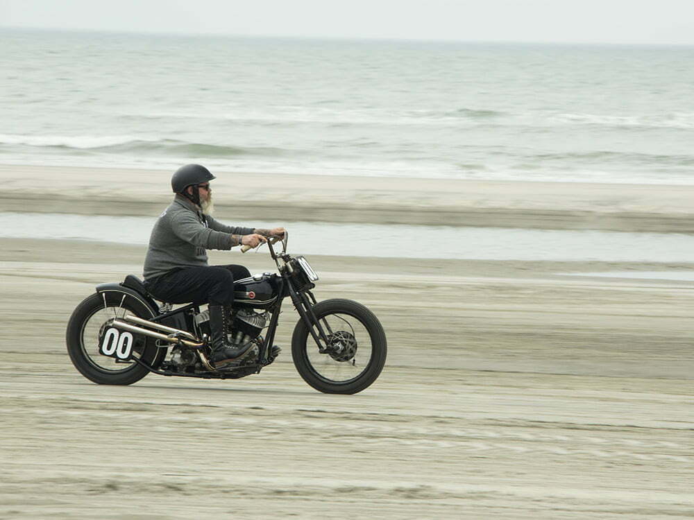 motorcycle racer on the beach