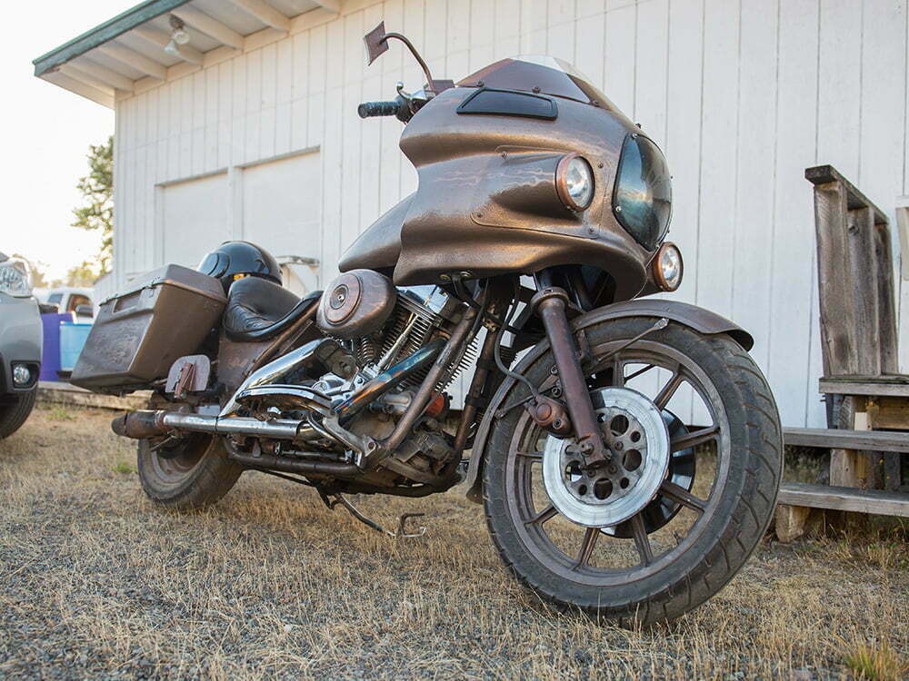 rusty brown FXR bagger