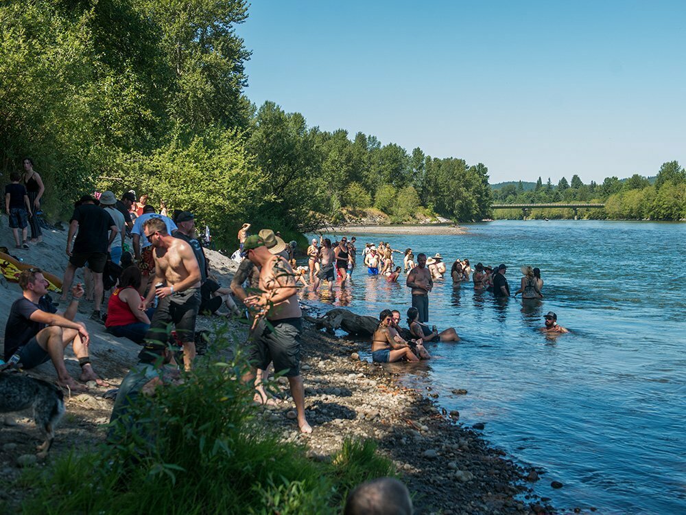 people in the river