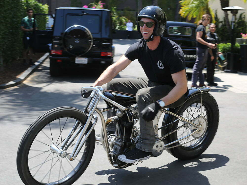 Max Hazan riding into the Roosevelt Hotel