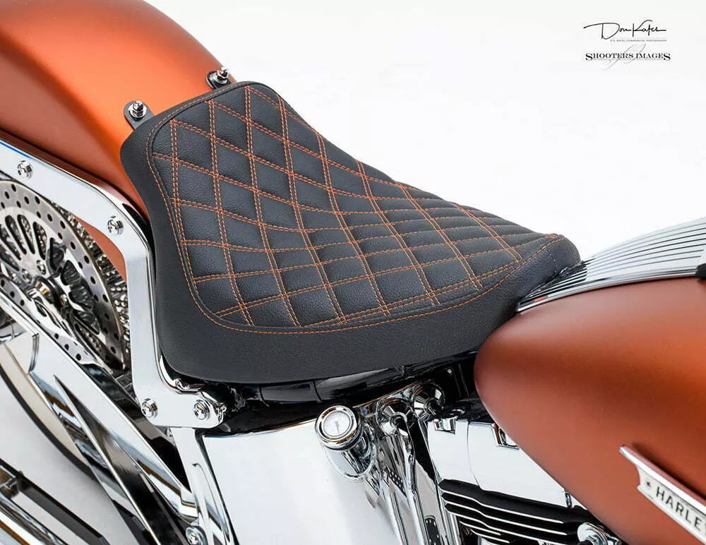 double-diamond-stitched solo saddle