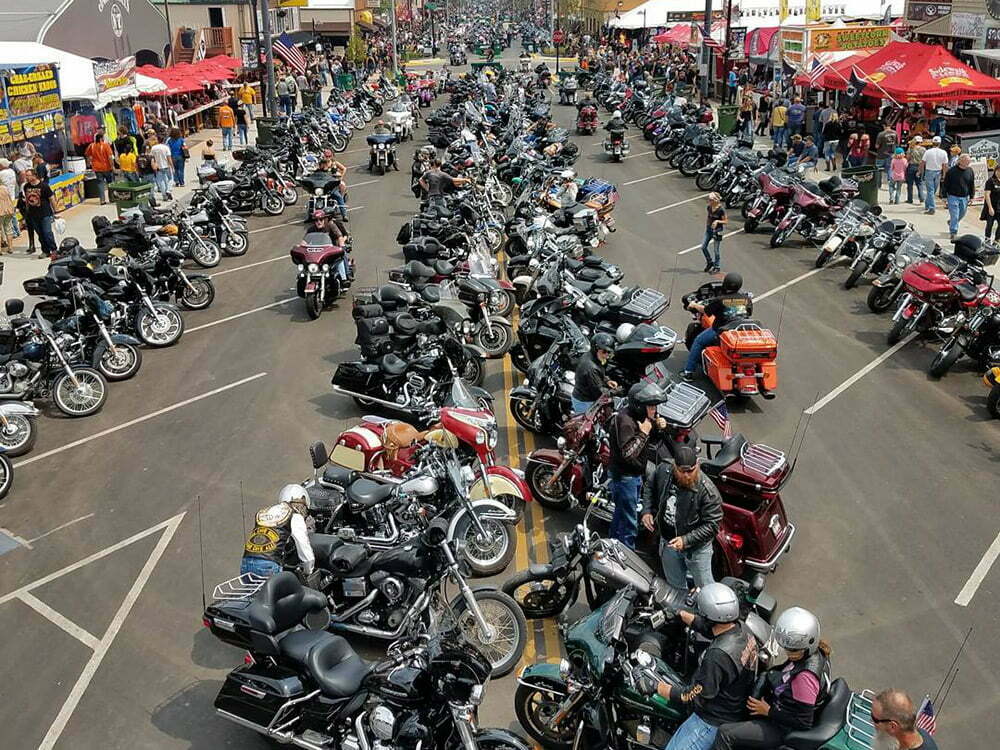 street packed with motorcycles