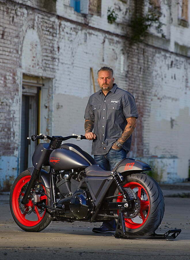 Chris Eder with motorcycle