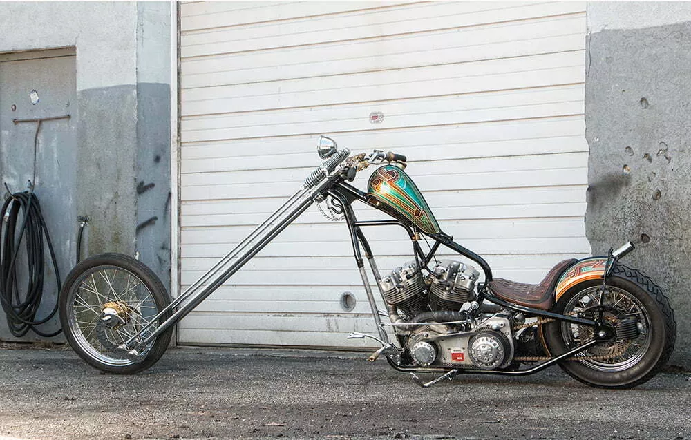 long-necked custom chopper