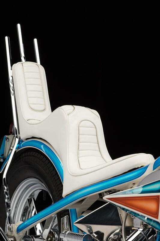 white leather motorcycle seat