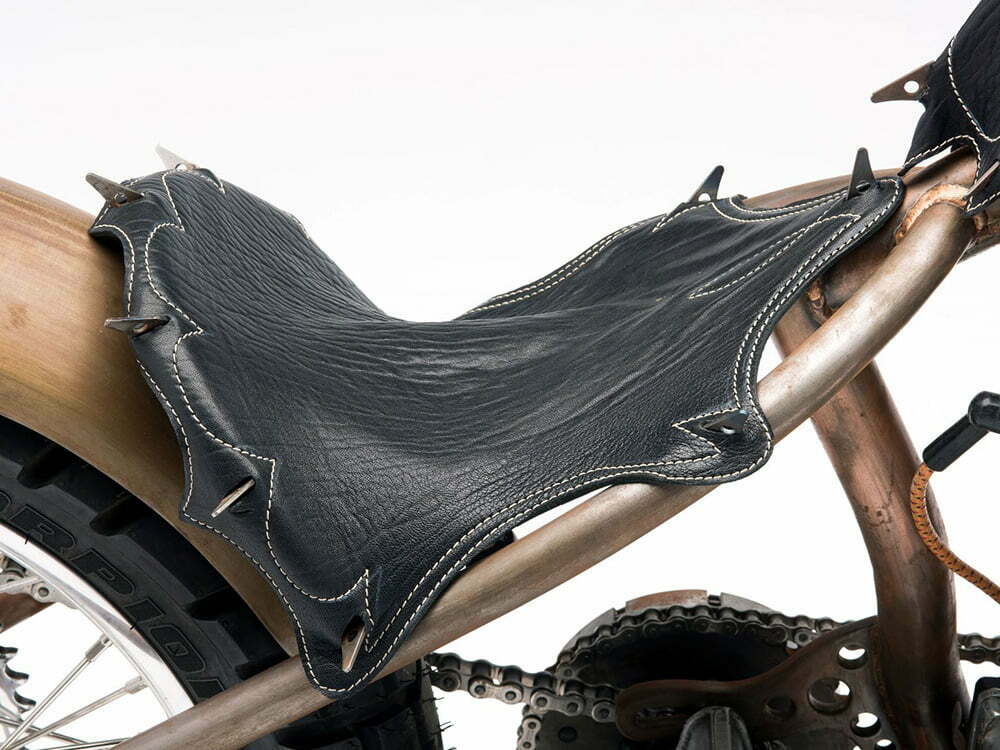 spiked leather motorcycle seat