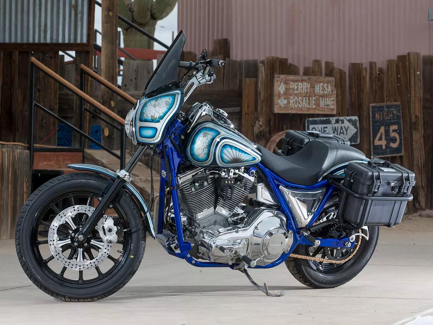 Custom blue Harley-Davidson FXR.