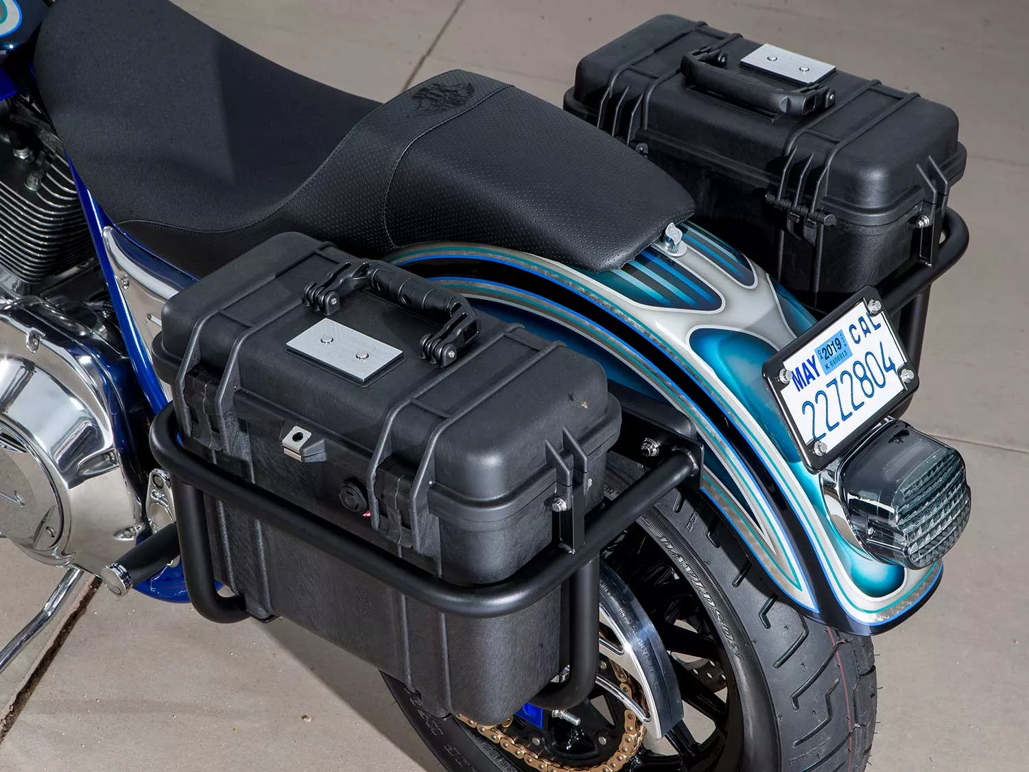 Harley-Davidson FXR with saddlebags.
