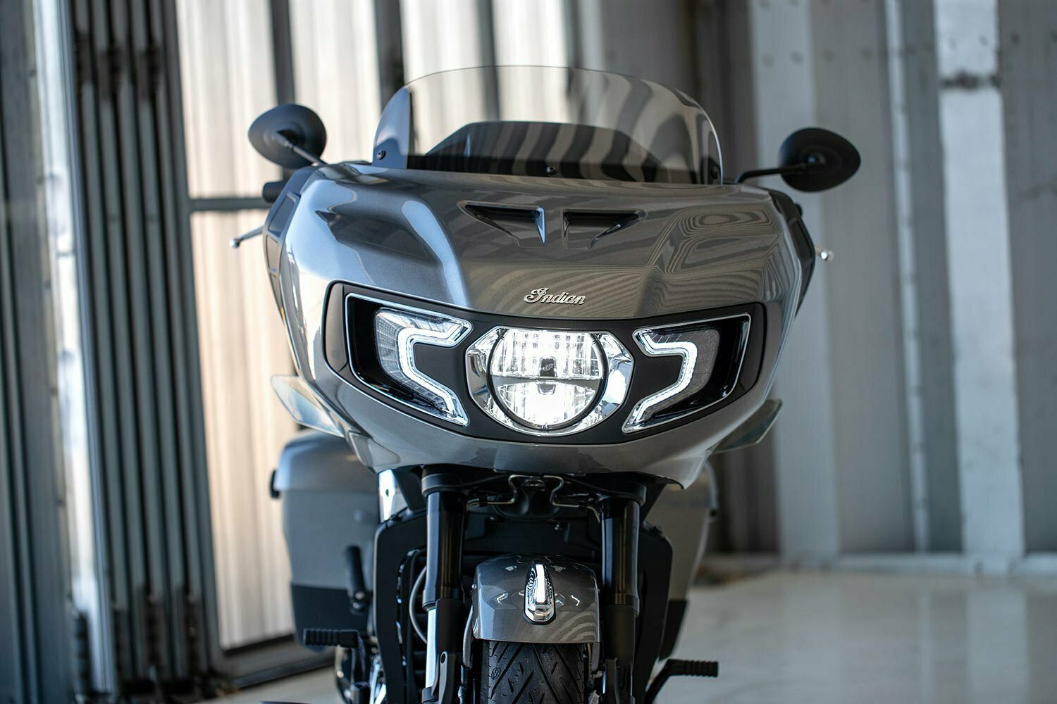 Front view of the all-new Indian Challenger fairing.