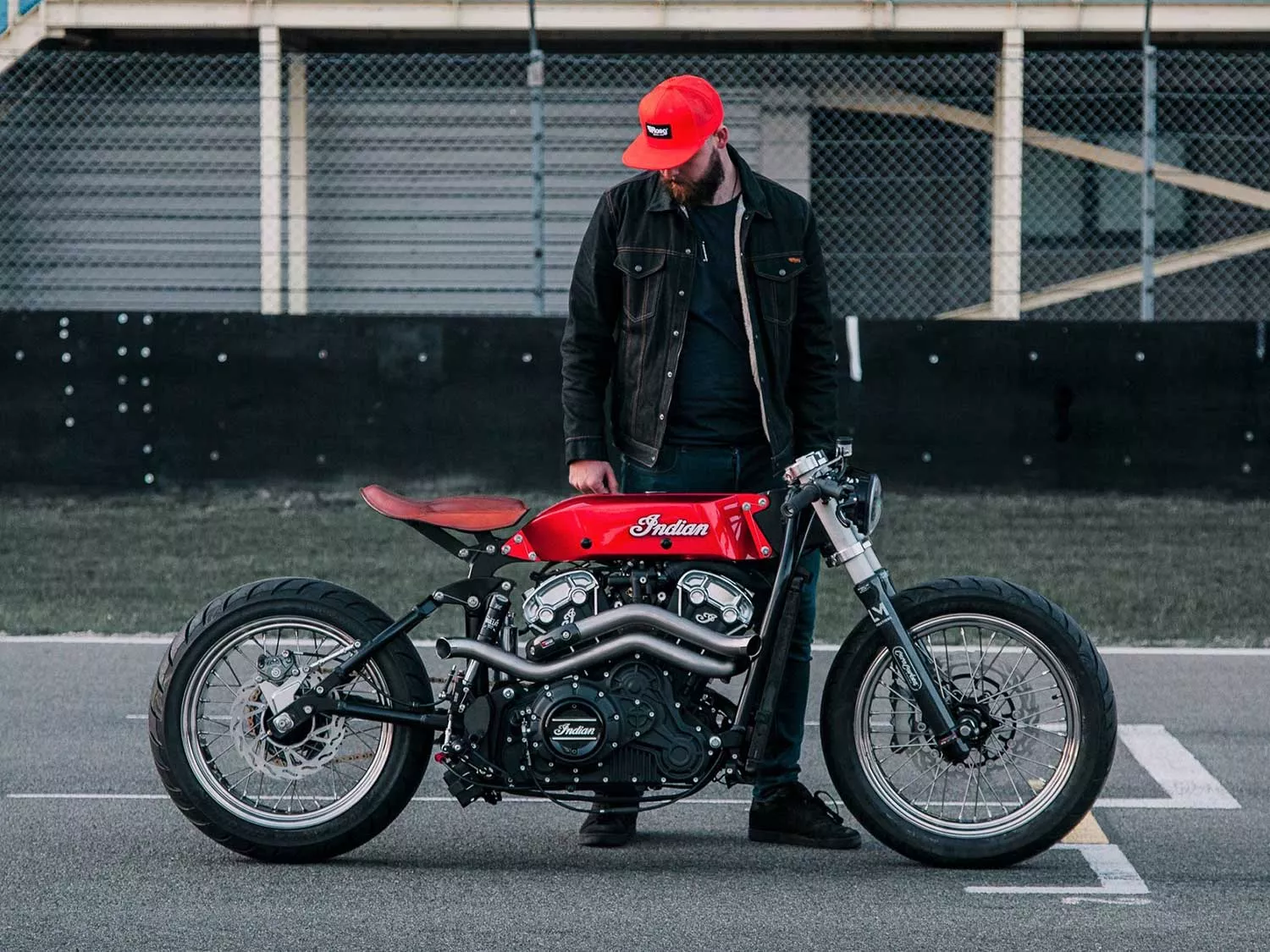 This boardtrack-inspired Indian Scout custom won top prize at the Project Scout Bobber contest. Many of the parts on “Hasty Flaming Buffalo” were handmade or one-offs, using modern building techniques.