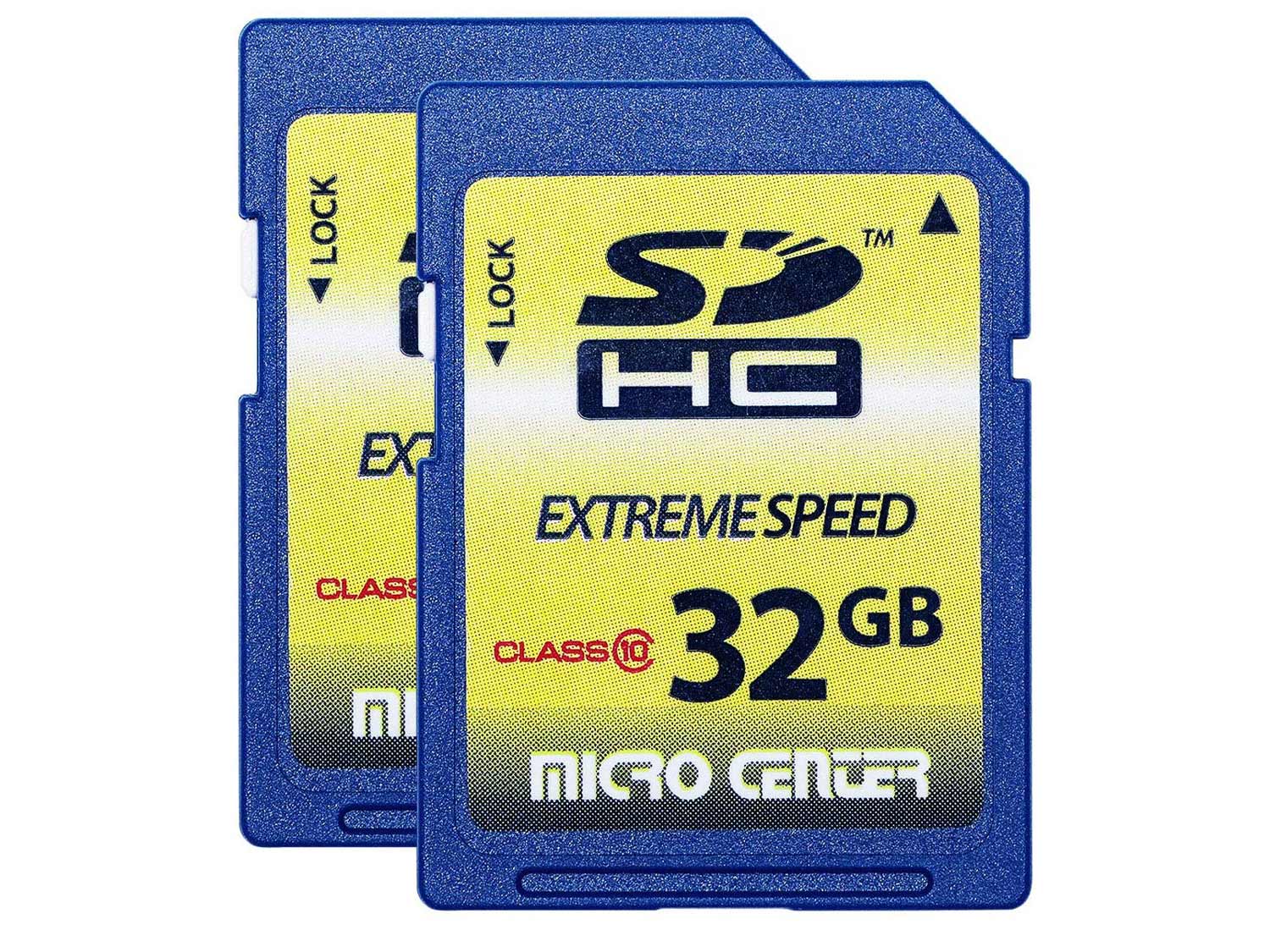 Micro Center 32GB Class 10 SDHC Flash Memory Card SD Card (2-Pack)