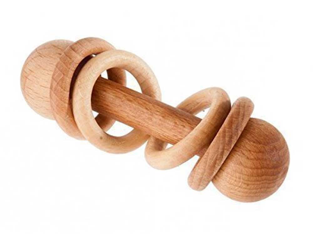 WoodStoreGifts Wooden Rattle With Rings
