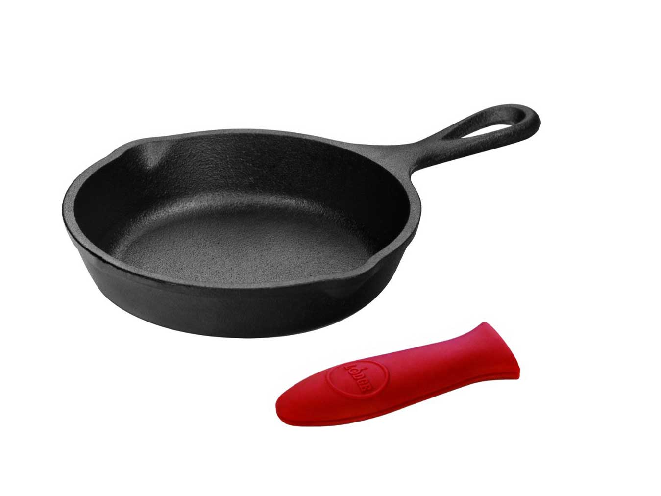 Lodge Logic 9-Inch Skillet With Red Silicone Handle Holder