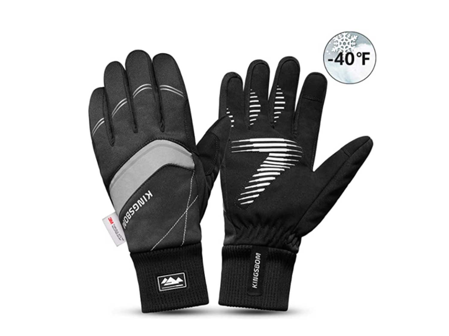 KINGSBOM Waterproof Warm Gloves - 3M Thinsulate Winter Touch Screen Thermal Gloves- for Cycling, Running, Riding, Outdoor Sports - for Women and Men – Black