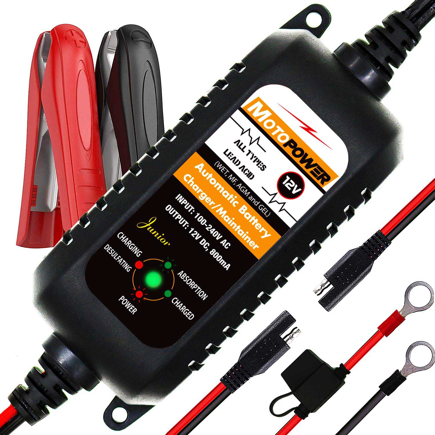 Motopower MP00205A 12V 800mA Fully Automatic Battery Charger/Maintainer