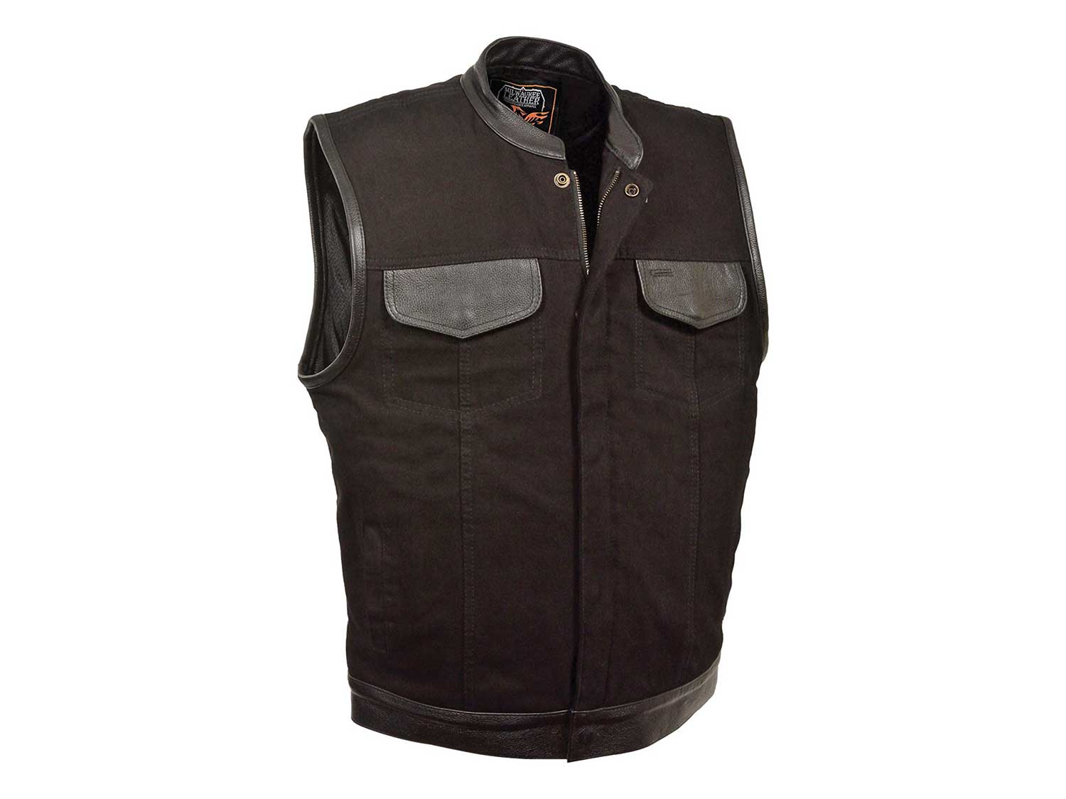 Milwaukee Men’s Denim Club Vest With Leather Trim