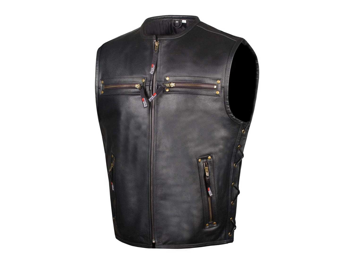 Men’s Buffalo Leather Motorcycle Vest With Side Laces