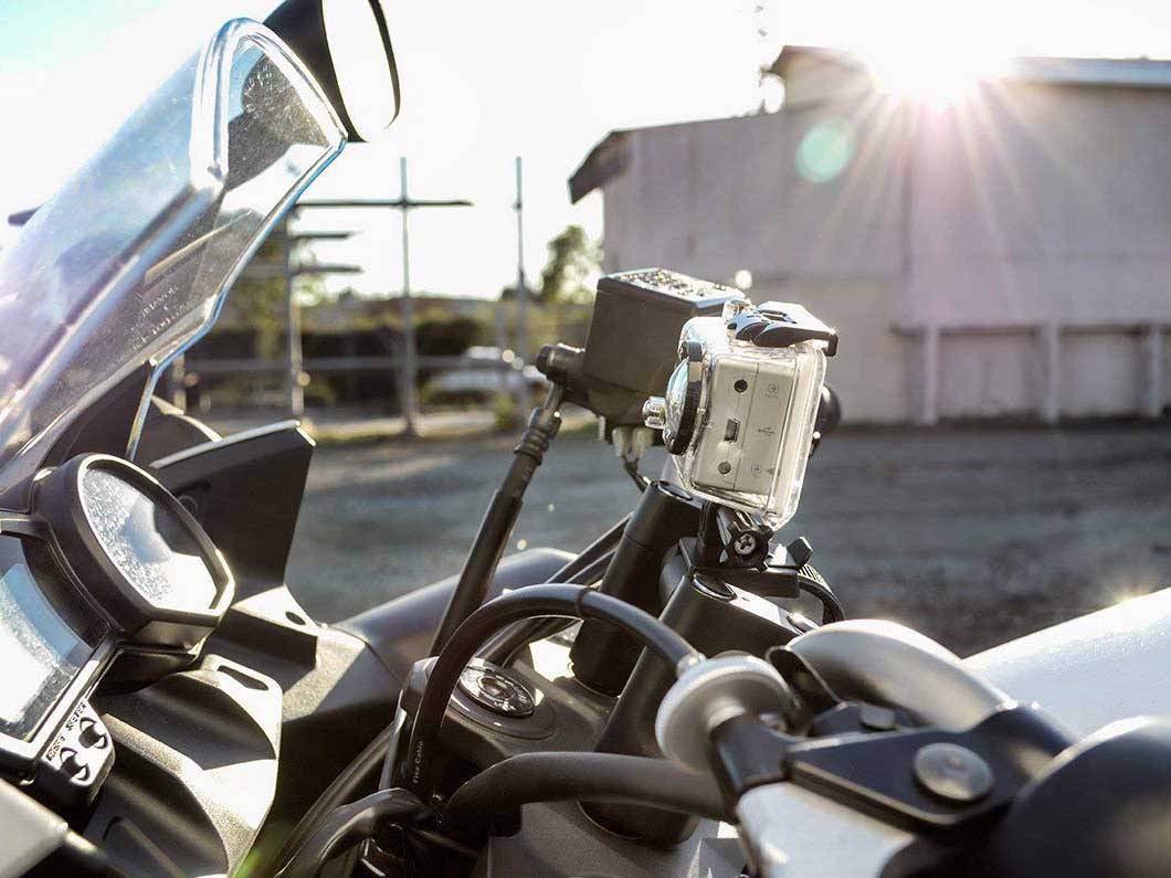 Camera mounted on motorcycle