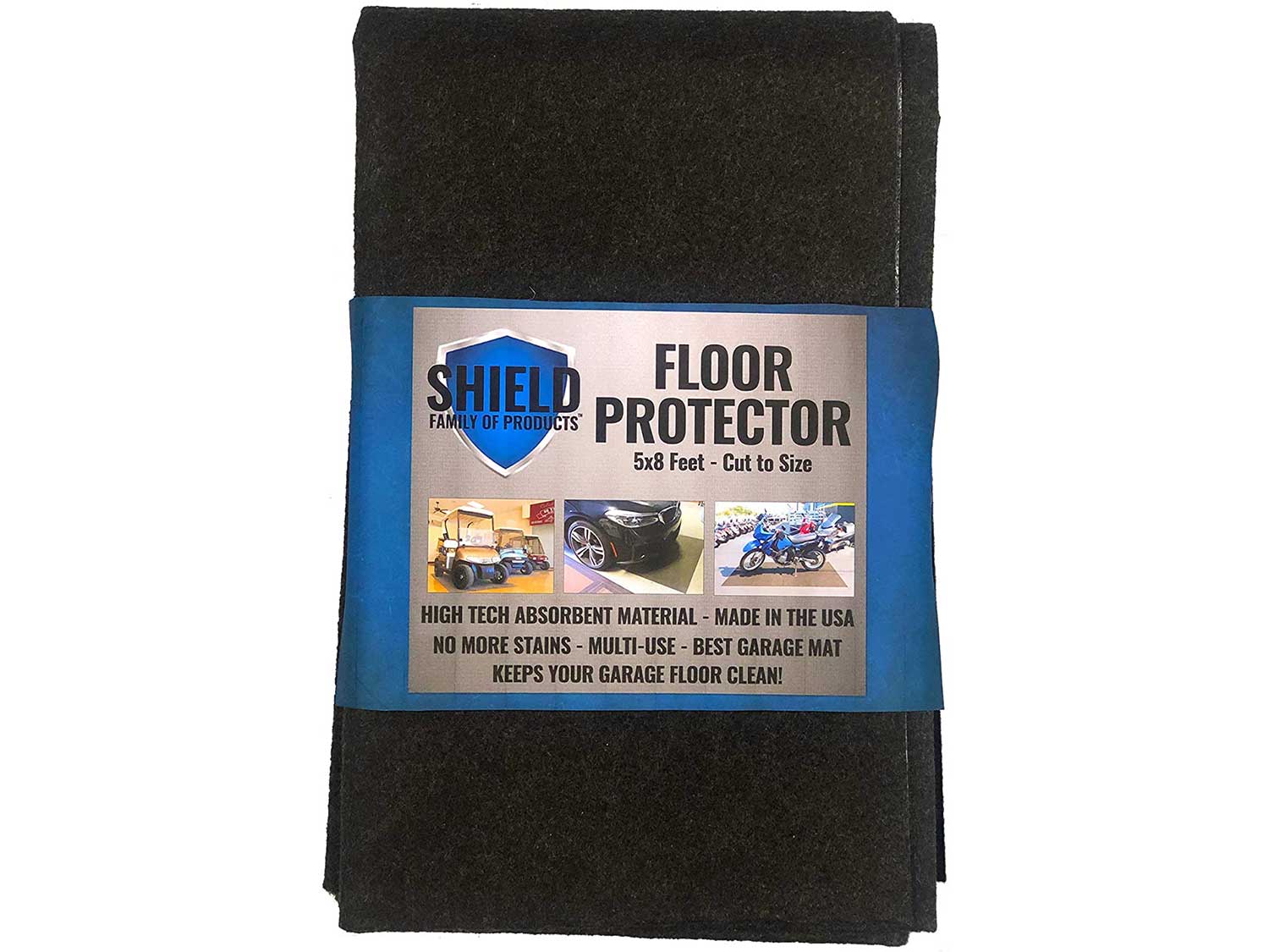 Shield Family Floor Protector - Premium Absorbent Oil Mat – Reusable/Durable/Waterproof – Protects Garage Floor Surface – Garage Shop Mat – Floor Mat for Golf Carts, ATV’s, Motorcycles - 5ftx8ft