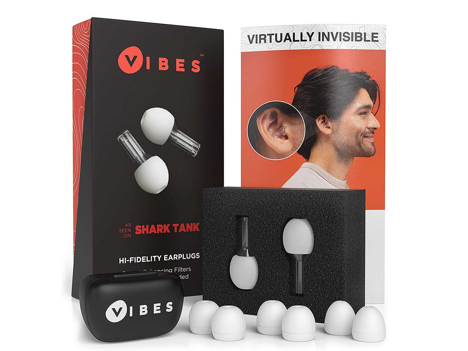 Vibes High Fidelity Earplugs - Invisible Ear Plugs For Concerts, Musicians, Motorcycles, Airplanes, Raves, Work Noise Reduction, Hearing Protection - Fits Small Medium Large - As Seen On Shark Tank