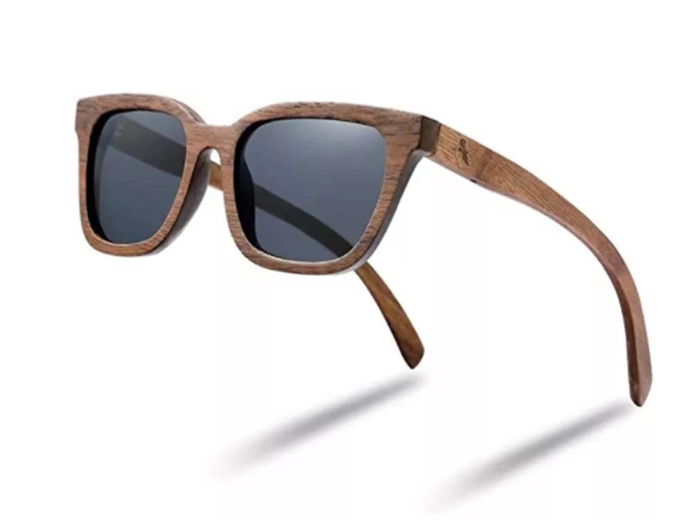 Walnut Wood Sunglasses, Bamboo Wooden Frame Sunglasses for Men Women, Polarized Fishing Driving Sunglasses in Wood Box