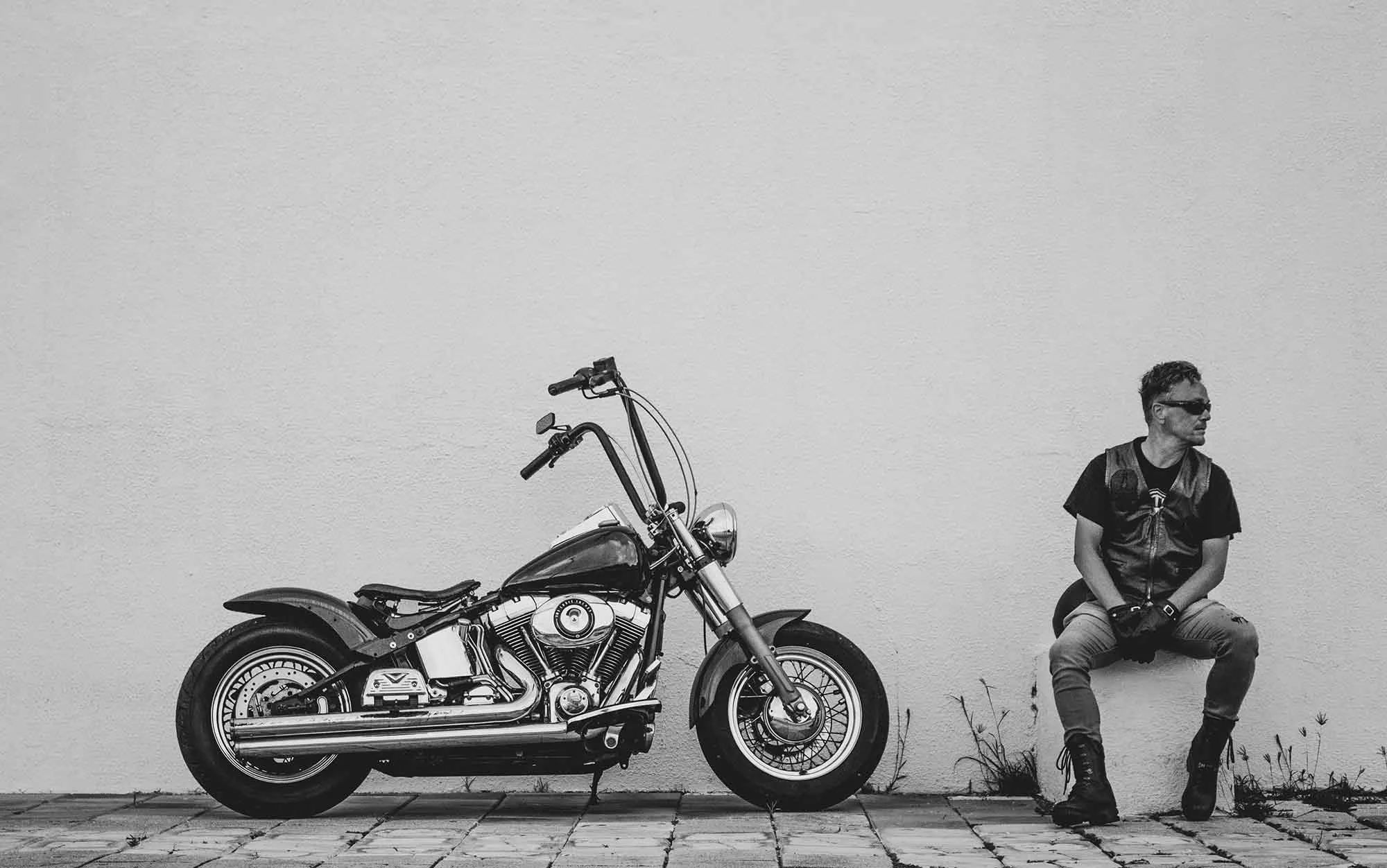 Motorcyclist and his bike