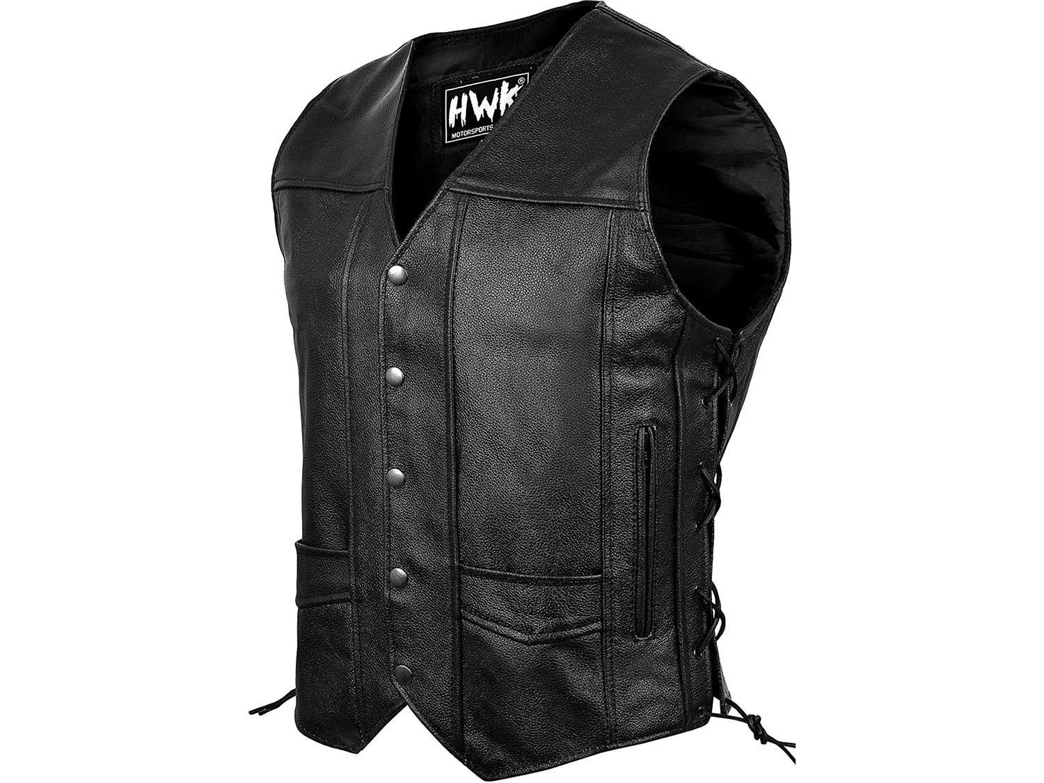 Leather Motorcycle Vest For Men Black Classic Vintage Club Riding Biker Vests With Concealed Gun Pocket (XL)