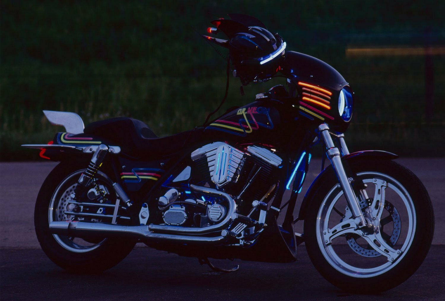Neon-accented 1990 FXR nicknamed after its owner, Dr. Neon.