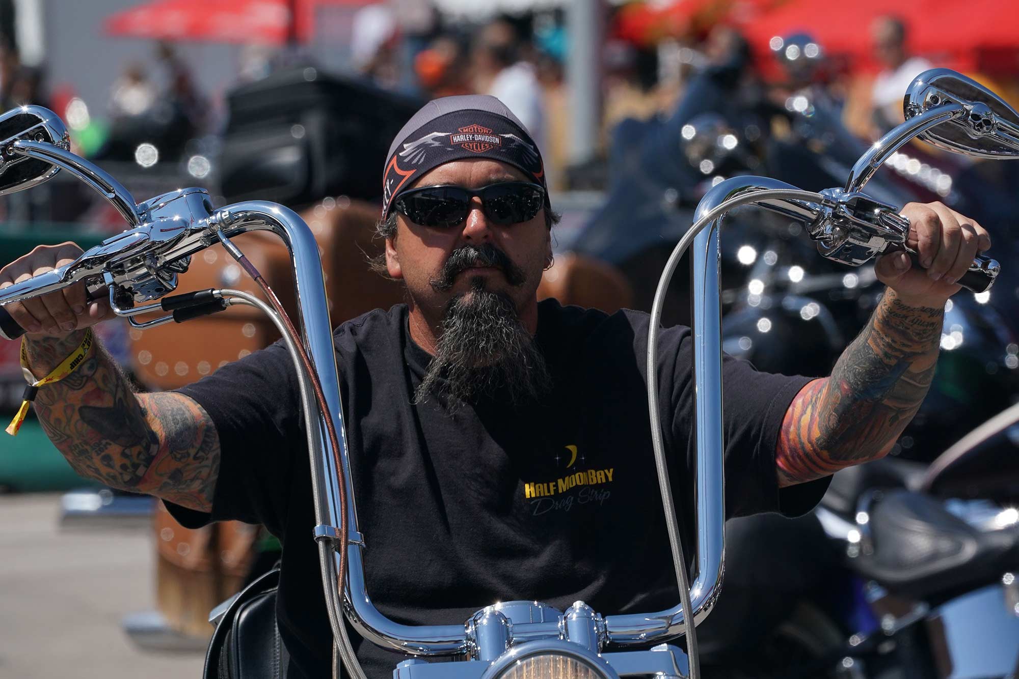 Motorcyclists ride down Main Street during the opening weekend of the rally.