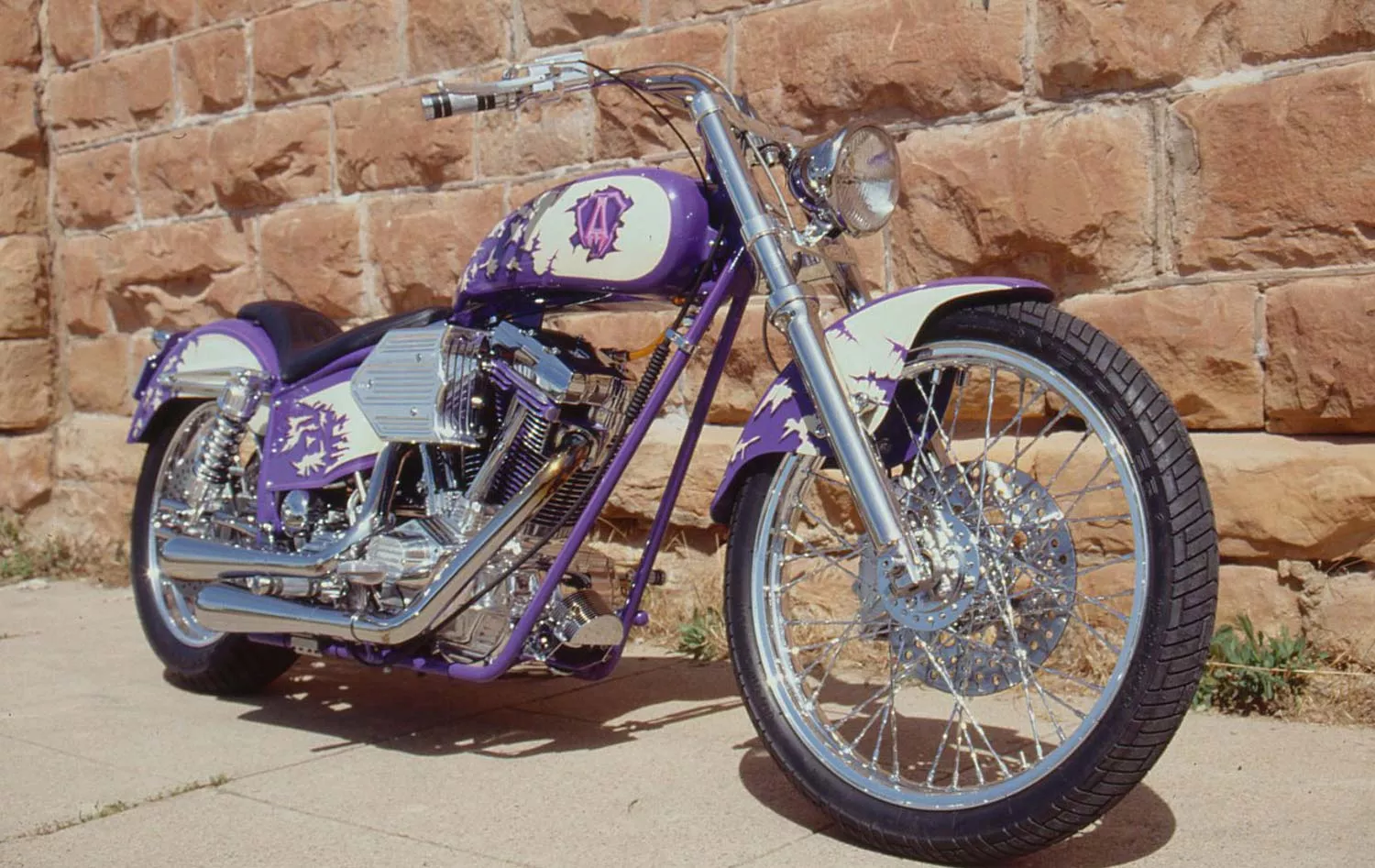 The color on Cory Ness’ 1994 Harley-Davidson FXR was inspired by his son Zack’s swimsuit.