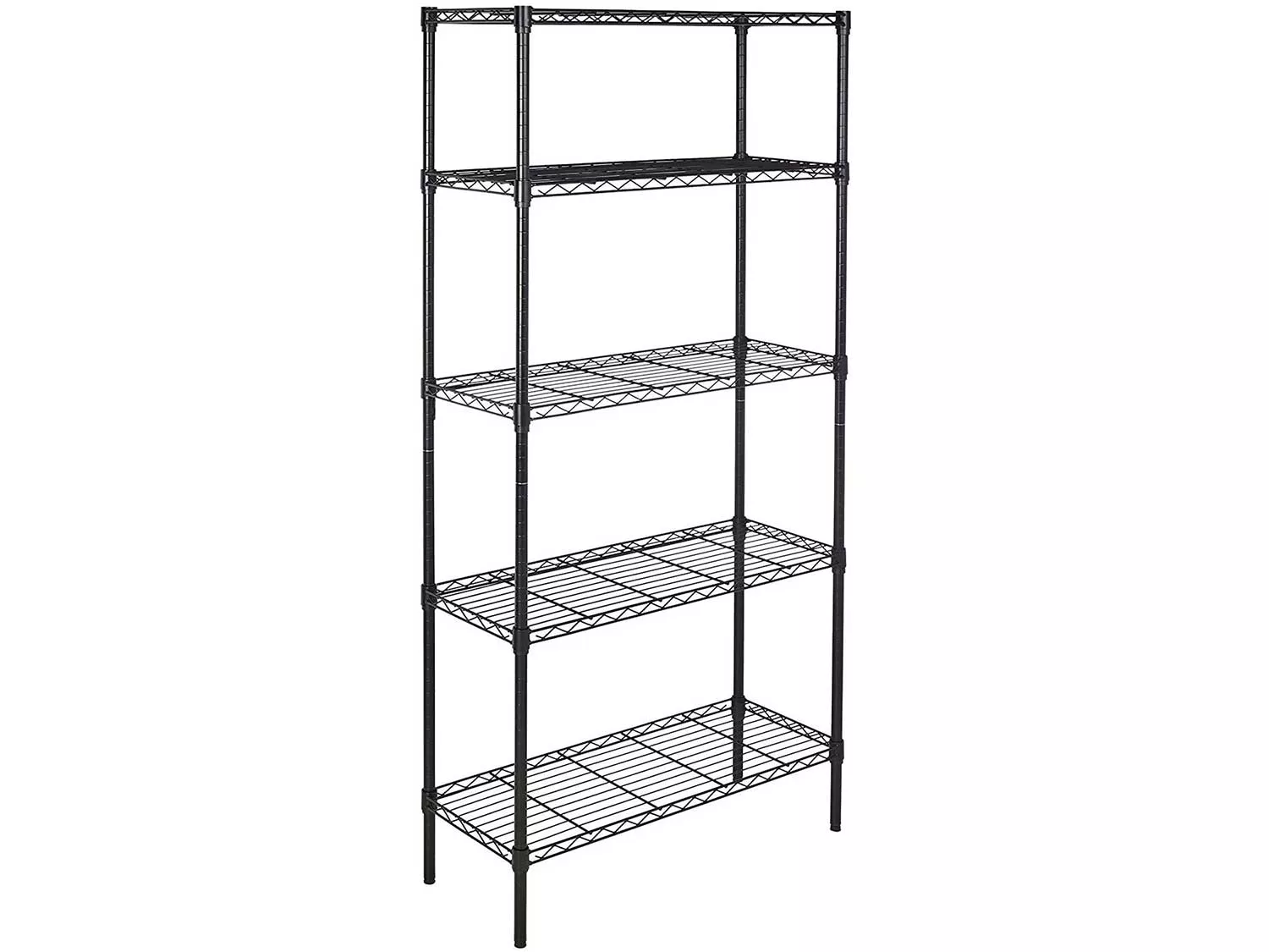 AmazonBasics 5-Shelf Adjustable, Storage Shelving Unit, Steel Organizer Wire Rack, Black