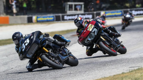 Motorcycle racers compete in the Mission Foods King Of The Baggers series.