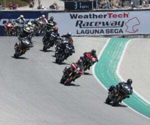 Motorcycle racers in a 2021 round of King of the Baggers.