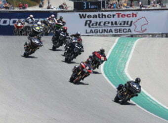 Motorcycle racers in a 2021 round of King of the Baggers.