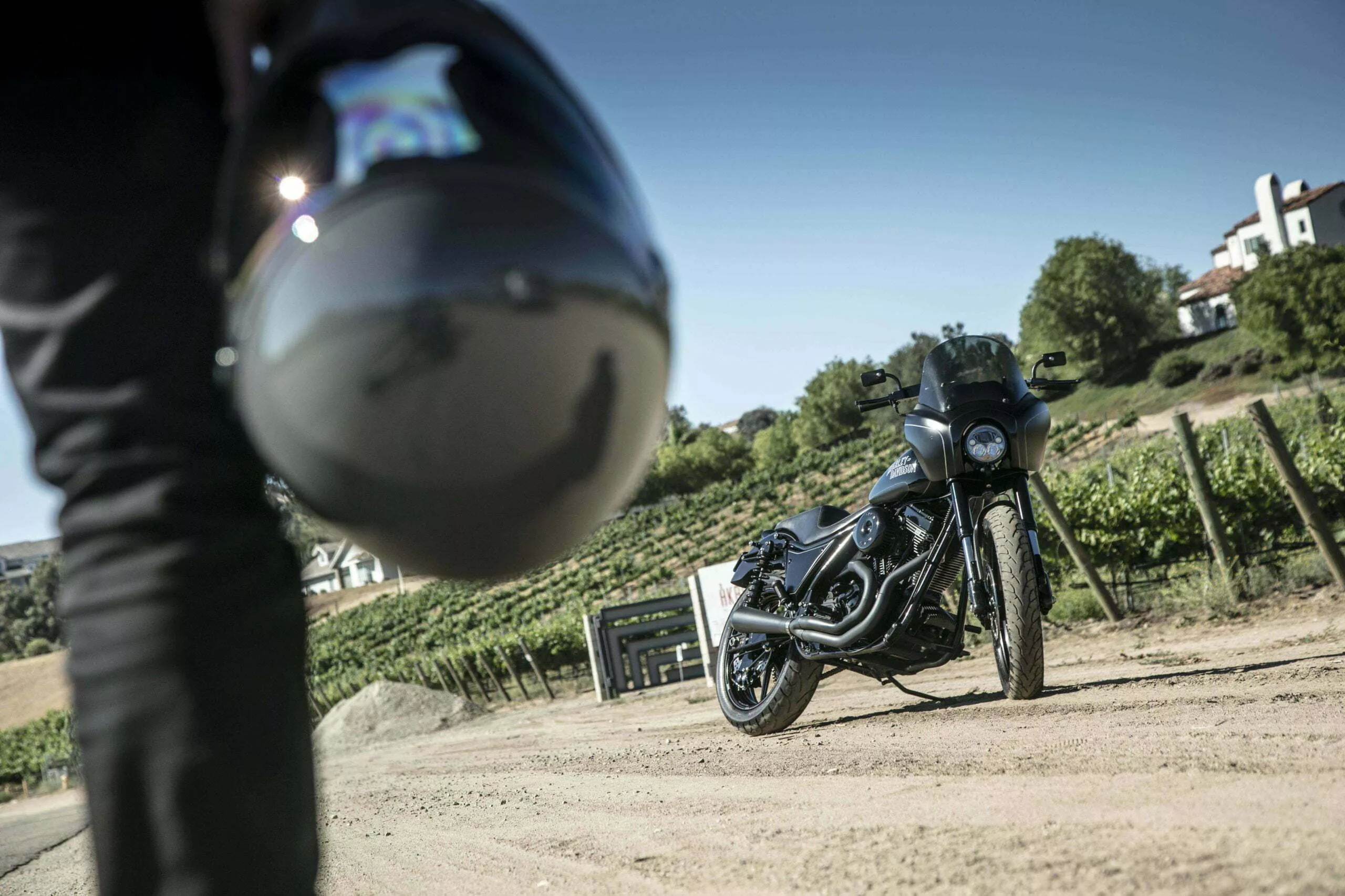 A custom Harley-Davidson FXR motorcycle.